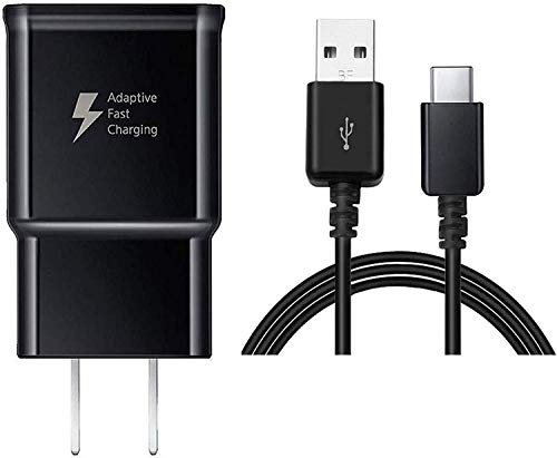 TT&C Adaptive Fast Wall Charger kit with USB Type-C Cable Compatible with Samsung Galaxy S8/S8 Plus/ S9/ S9+/ S10/ S10 Plus/Note 8/ Note 9 (Black)